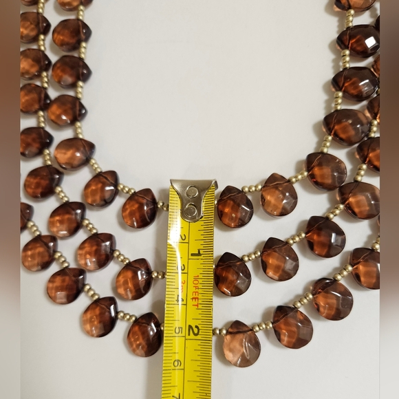 DANIELLE STEVENS GLASS TEARDROP BEADED TRIPLE STRAND NECKLACE - Picture 12 of 13